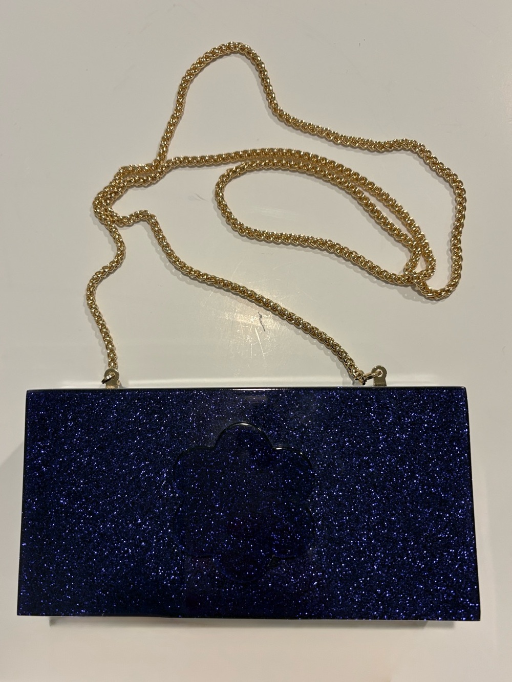 Asha Blue Sparkle Flower Clutch